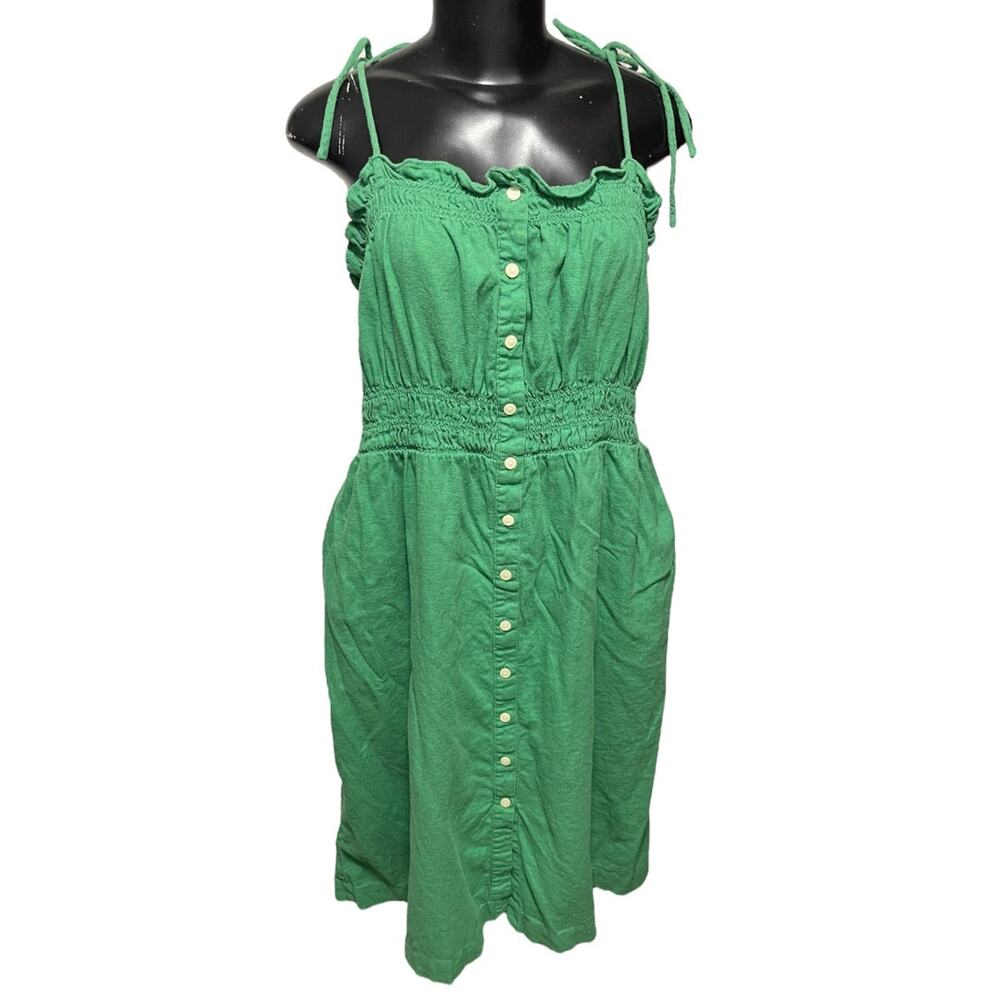 XXL Universal Thread Smocked Button Down Spaghetti Strap Dress Green